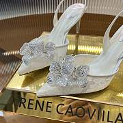 Kitlife Rene Caovilla Flower-studded Diamond High-heeled Sandals White 75mm - 6