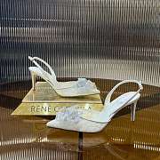 Kitlife Rene Caovilla Flower-studded Diamond High-heeled Sandals White 75mm - 5