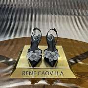 Kitlife Rene Caovilla Flower-studded Diamond High-heeled Sandals Black 75mm - 1