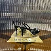 Kitlife Rene Caovilla Flower-studded Diamond High-heeled Sandals Black 75mm - 5