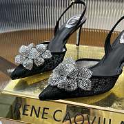 Kitlife Rene Caovilla Flower-studded Diamond High-heeled Sandals Black 75mm - 3