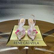 Kitlife Rene Caovilla Flower-studded Diamond High-heeled Sandals Pink 75mm  - 1