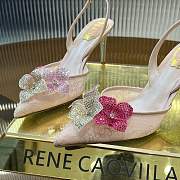 Kitlife Rene Caovilla Flower-studded Diamond High-heeled Sandals Pink 75mm  - 2