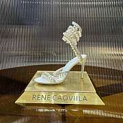 Kitlife Rene Caovilla Gold Buckle Pearl Crystal Pendant Sandals White 95mm - 6