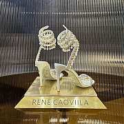 Kitlife Rene Caovilla Gold Buckle Pearl Crystal Pendant Sandals White 95mm - 5