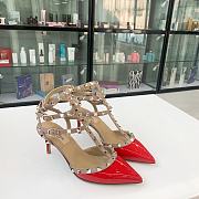 Kitlife Valentino Garavani Rockstud Caged Pump in Red Patent Leather - 1