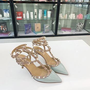 Kitlife Valentino Garavani Rockstud Caged Pump in Light Blue Patent Leather