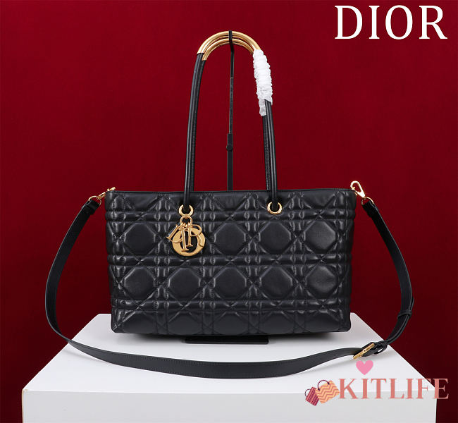 Kitlife Dior Toujours Handbag Calfskin Black 37x22x12cm - 1
