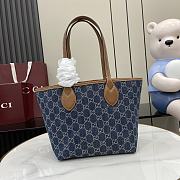 Kitlife Gucci Totissima Tote Bag Blue GG Denim 820496 22x19x18cm - 1