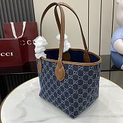 Kitlife Gucci Totissima Tote Bag Blue GG Denim 820496 22x19x18cm - 6