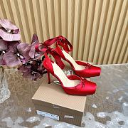 Kitlife Christian Louboutin Cassia Lace Up 100mm Strappy Pumps Crepe Satin Red - 1