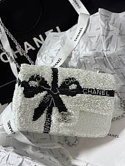 Kitlife Chanel 24B Bow Sequin CF Bag White 20cm - 5