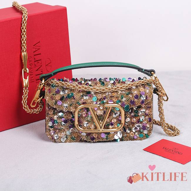 Kitlife Valentino Garavani Mini Loco 3D Embroidered Swarovski Crystal Bag Multicolor 20x10.5x5cm - 1
