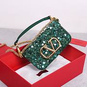Kitlife Valentino Garavani Mini Loco 3D Embroidered Swarovski Crystal Bag Green 20x10.5x5cm - 6