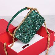 Kitlife Valentino Garavani Mini Loco 3D Embroidered Swarovski Crystal Bag Green 20x10.5x5cm - 2
