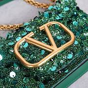 Kitlife Valentino Garavani Mini Loco 3D Embroidered Swarovski Crystal Bag Green 20x10.5x5cm - 5