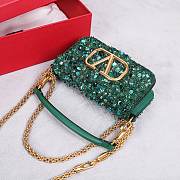 Kitlife Valentino Garavani Mini Loco 3D Embroidered Swarovski Crystal Bag Green 20x10.5x5cm - 3