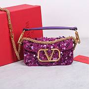 Kitlife Valentino Garavani Mini Loco 3D Embroidered Swarovski Crystal Bag Purple 20x10.5x5cm - 1