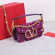 Kitlife Valentino Garavani Mini Loco 3D Embroidered Swarovski Crystal Bag Purple 20x10.5x5cm - 6
