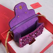 Kitlife Valentino Garavani Mini Loco 3D Embroidered Swarovski Crystal Bag Purple 20x10.5x5cm - 5