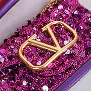 Kitlife Valentino Garavani Mini Loco 3D Embroidered Swarovski Crystal Bag Purple 20x10.5x5cm - 3