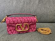 Kitlife Valentino VLogo Signature Beaded Calfskin Shoulder Bag Pink 20x11x5cm - 1
