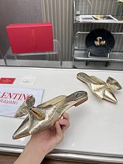 Kitlife Valentino Garavani Bow Satin Mules Gold - 6