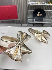 Kitlife Valentino Garavani Bow Satin Mules Gold - 3