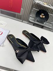 Kitlife Valentino Garavani Bow Satin Mules Black - 1