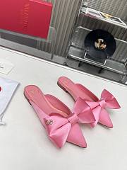 Kitlife Valentino Garavani Bow Satin Mules Pink - 1