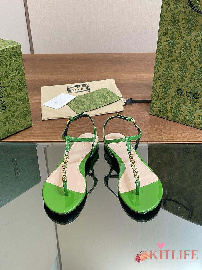Kitlife Gucci Signoria Thong Sandals Green - 1