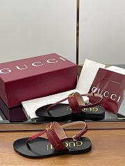 Kitlife Gucci Interlocking G Web Sandals Black & Red - 6