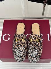 Kitlife Gucci Classic Horsebit Rhinestone Leopard Slippers - 1