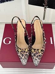 Kitlife Gucci Classic Horsebit Rhinestone Leopard High Heels 85mm  - 1