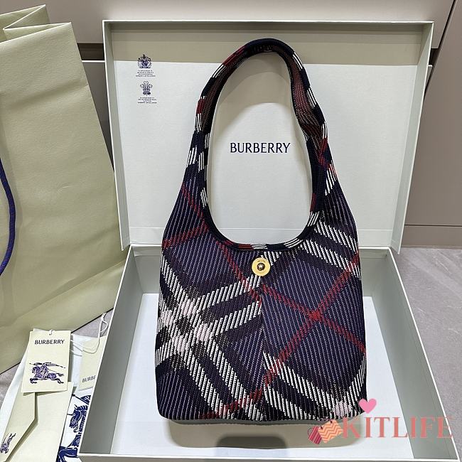 Kitlife Burberry Small Check Shoulder Bag in Purple 28×17.5×28cm - 1