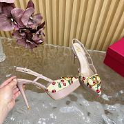 Kitlife Valentino Little Cherry V Buckle High-heeled Sandals Beige - 4