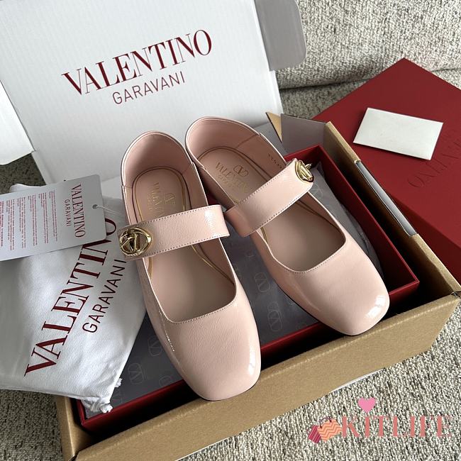 Kitlife Valentino Garavani Ballerines Mary Jane Flats Pink Patent Leather  - 1