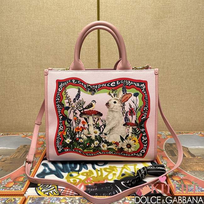 Kitlife Dolce & Gabbana Tote Bag Canvas Pink 30x14x26cm - 1