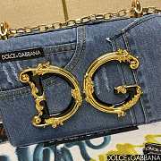 Kitlife Dolce & Gabbana Chain Handle Crossbody Blue Denim Bag 23x17x6.5cm - 4