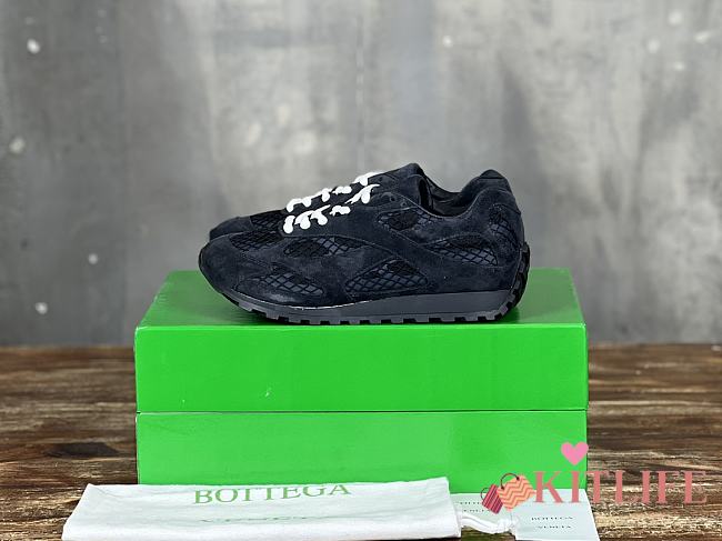 Kitlife Bottega Veneta Orbit Suede, Mesh and Leather Sneakers Black - 1
