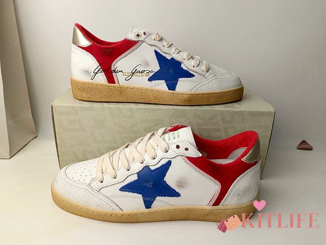 Kitlife Golden Goose Ballstar Sneakers White, Red & Blue Star - 1