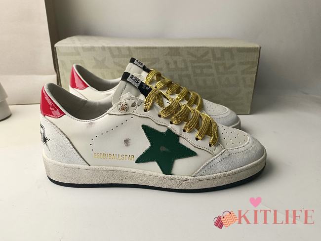 Kitlife Golden Goose Ballstar Sneakers White & Green Star - 1