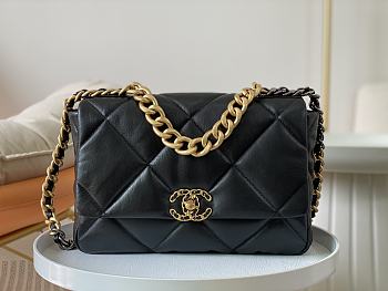 Kitlife Chanel 19 Medium Flap Bag Black AS1161 30x20x10cm
