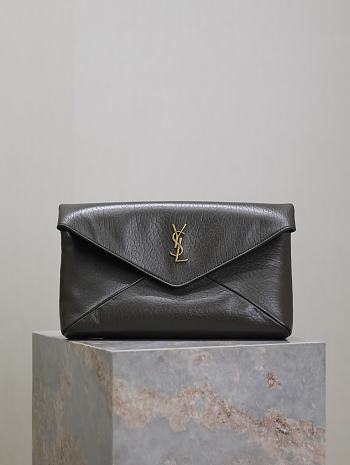Kitlife Saint Laurent Cassandre Large Envelope Pouch In Grey Lambskin 769307 29.5×18×4.5cm