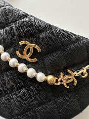 Kitlife Chanel Pouch Black Grained Calfskin Imitation Pearl Gold Tone Metal 19x20x4cm - 2