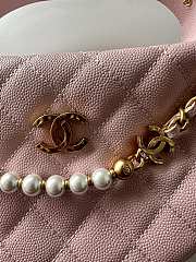 Kitlife Chanel Pouch Pink Grained Calfskin Imitation Pearl Gold Tone Metal 19x20x4cm  - 6