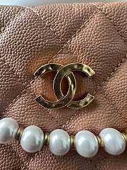 Kitlife Chanel Pouch Brown Grained Calfskin Imitation Pearl Gold Tone Metal 19x20x4cm - 4