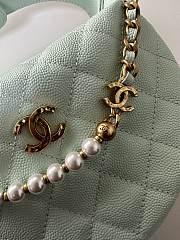 Kitlife Chanel Pouch Blue Grained Calfskin Imitation Pearl Gold Tone Metal 19x20x4cm - 3