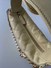Kitlife Chanel Pouch Beige Grained Calfskin Imitation Pearl Gold Tone Metal 19x20x4cm - 6