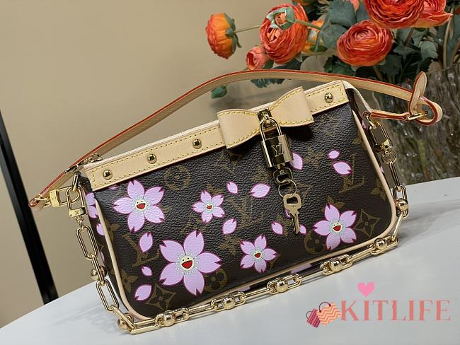 Kitlife Louis Vuitton x TM Pochette Accessoires Bag Cherry Blossom Monogram Canvas Brown M13666 22x13x4cm - 1